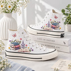 Personalized Name Bookish Hand Embroidered Sneakers
