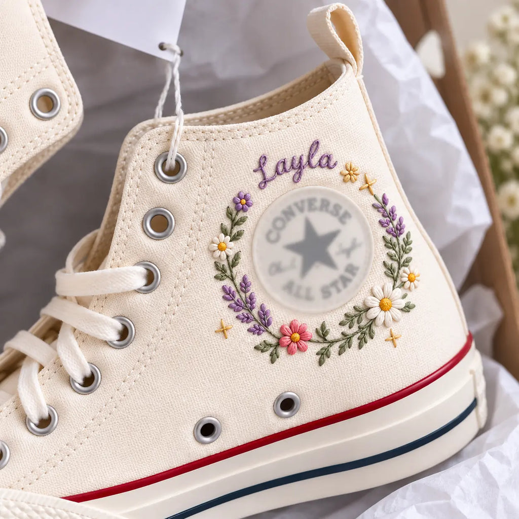 Personalized Name Bookish Hand Embroidered Sneakers