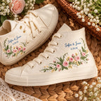 Personalized Name Floral Embroidered Wedding Sneakers