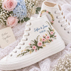 Personalized Name Floral Embroidered Wedding Sneakers