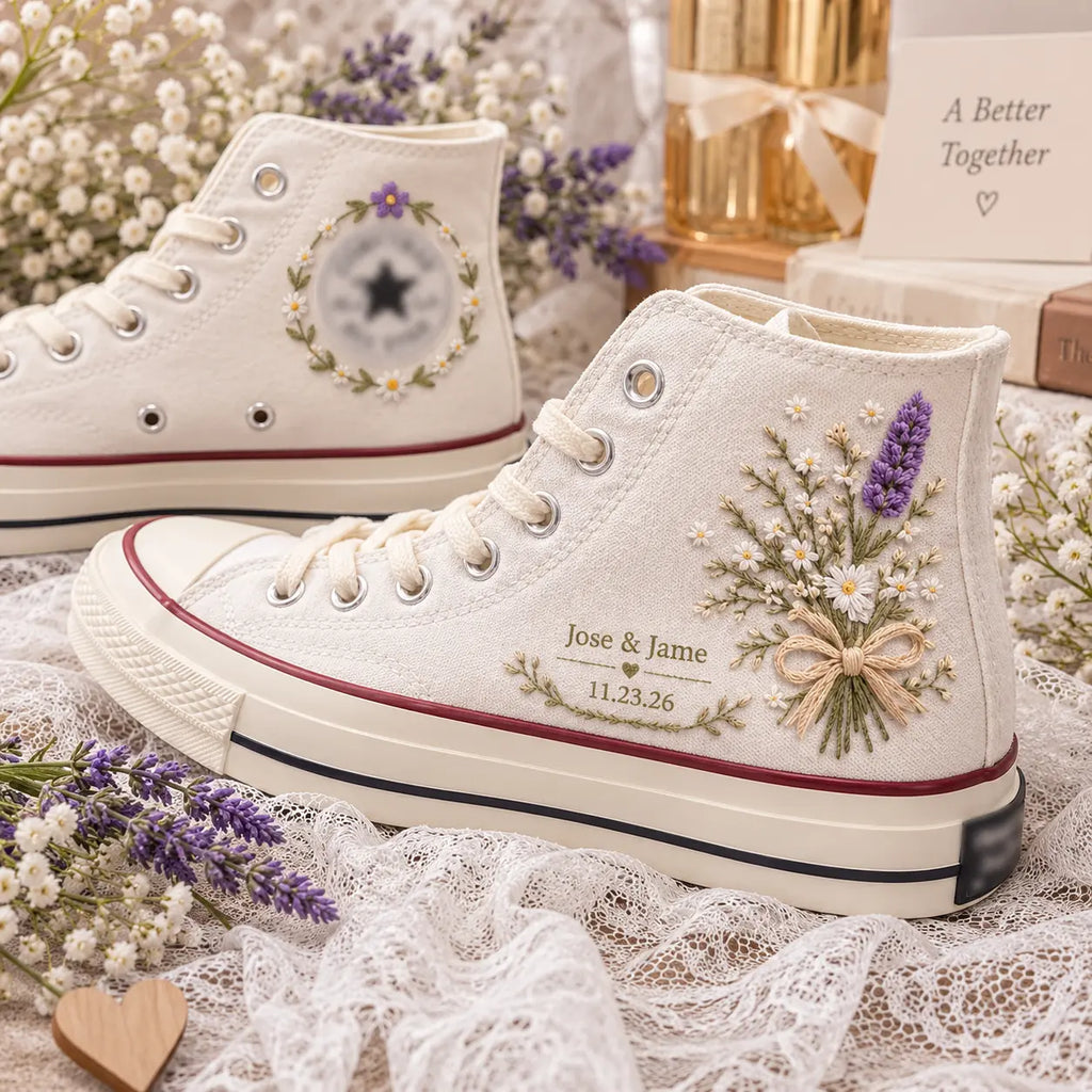 Personalized Name Floral Hand Embroidered Shoes