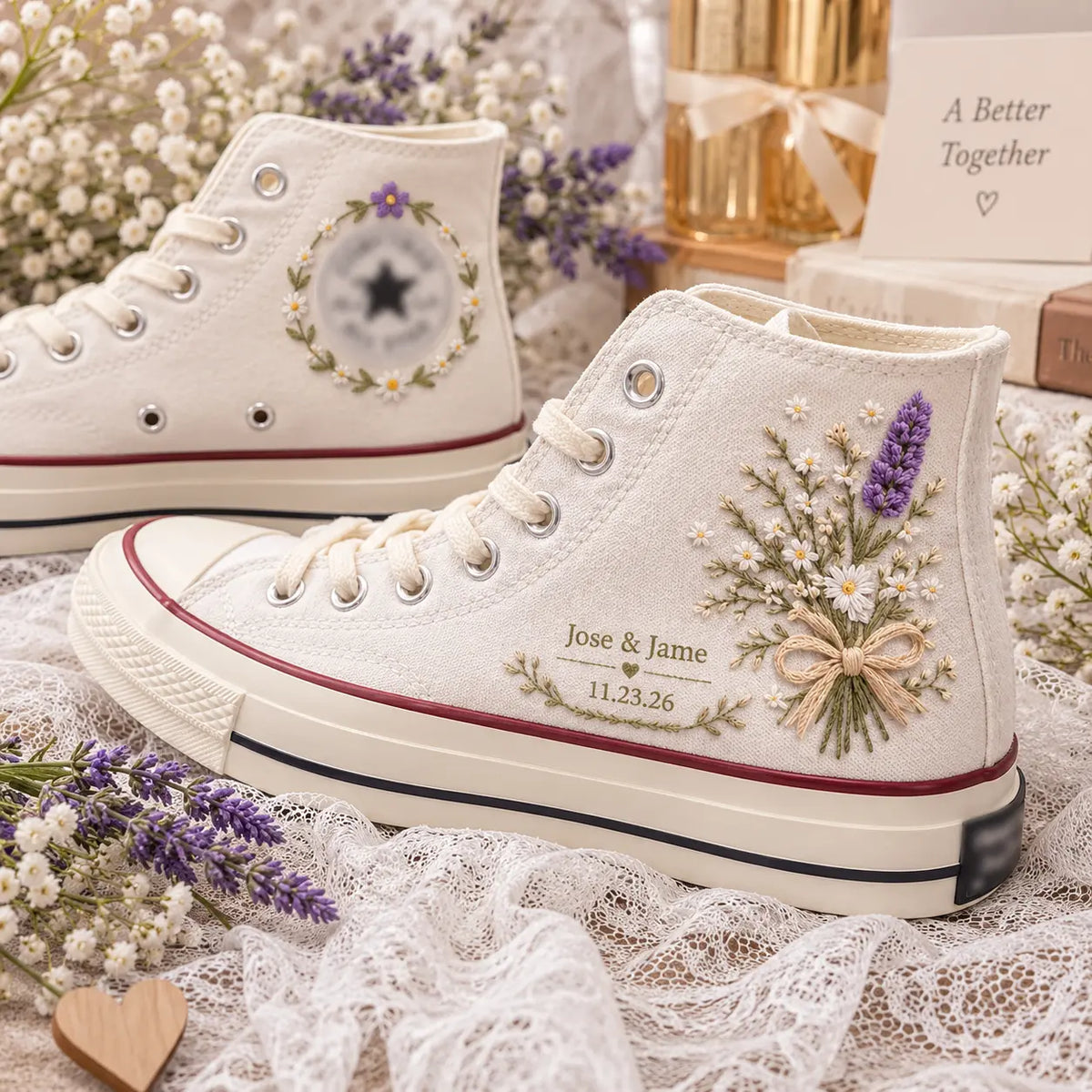 Personalized Name Floral Hand Embroidered Shoes