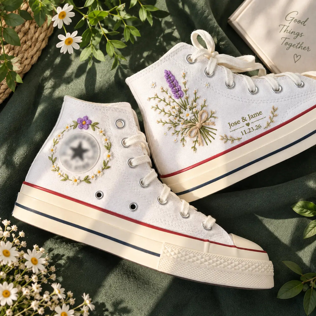 Personalized Name Floral Hand Embroidered Shoes