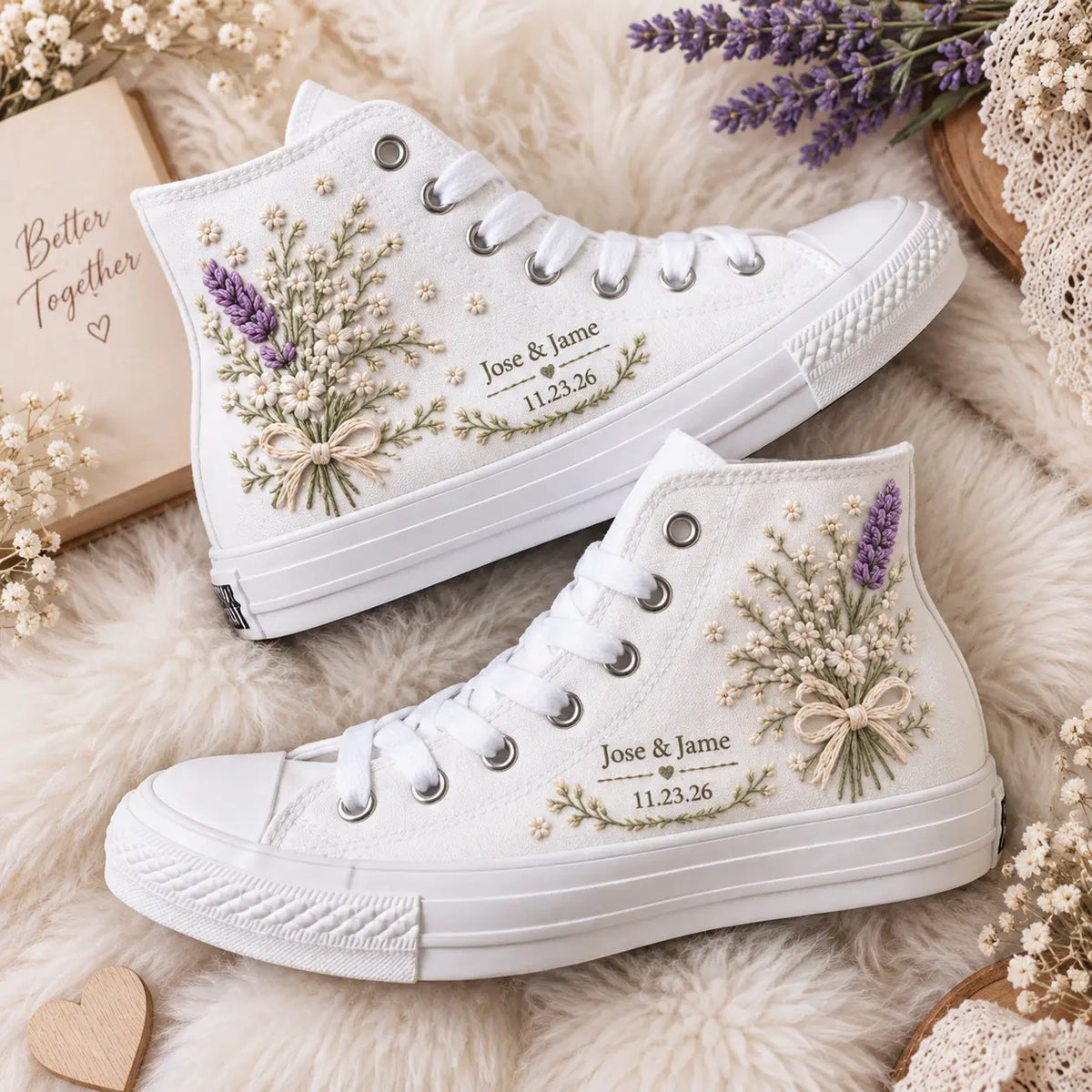 Personalized Name Floral Hand Embroidered Shoes