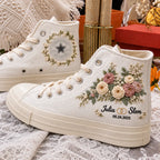 Personalized Name Floral Hand Embroidered Wedding Sneakers