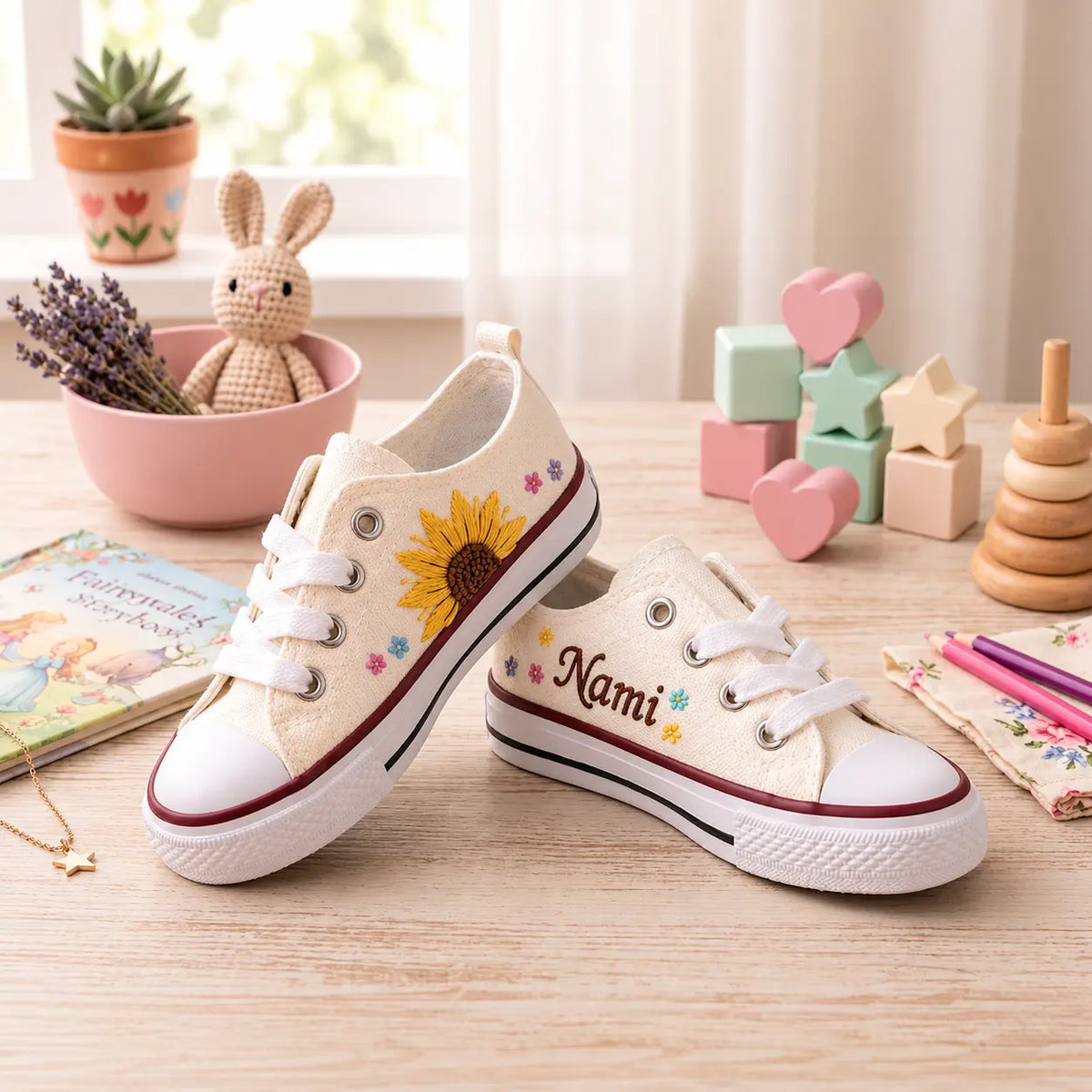 Personalized Name Hand Embroidered Kids Sneakers