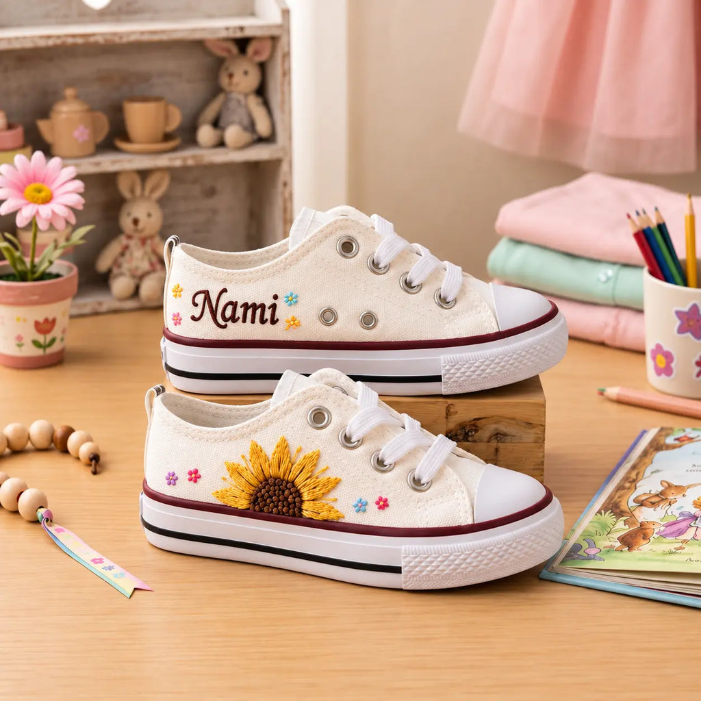 Personalized Name Hand Embroidered Kids Sneakers
