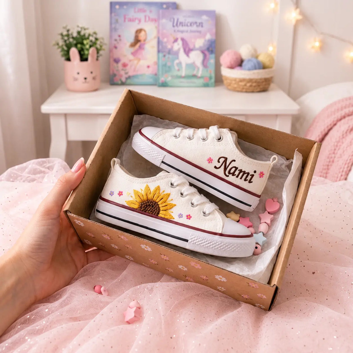 Personalized Name Hand Embroidered Kids Sneakers