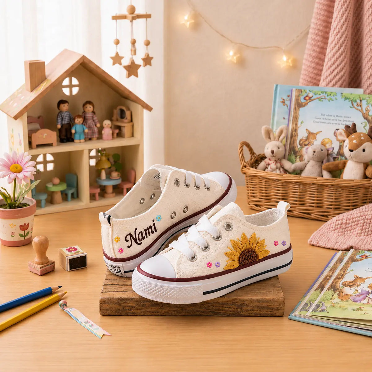 Personalized Name Hand Embroidered Kids Sneakers