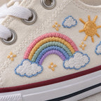 Personalized Name Rainbow Hand Embroidered Sneakers