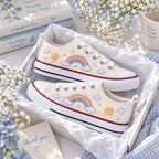 Personalized Name Rainbow Hand Embroidered Sneakers