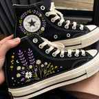Personalized Name Wildflower Hand Embroidered Sneakers