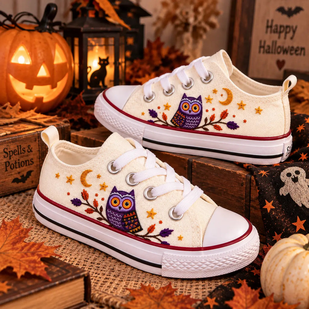 Personalized Owl Embroidered Kids Sneakers