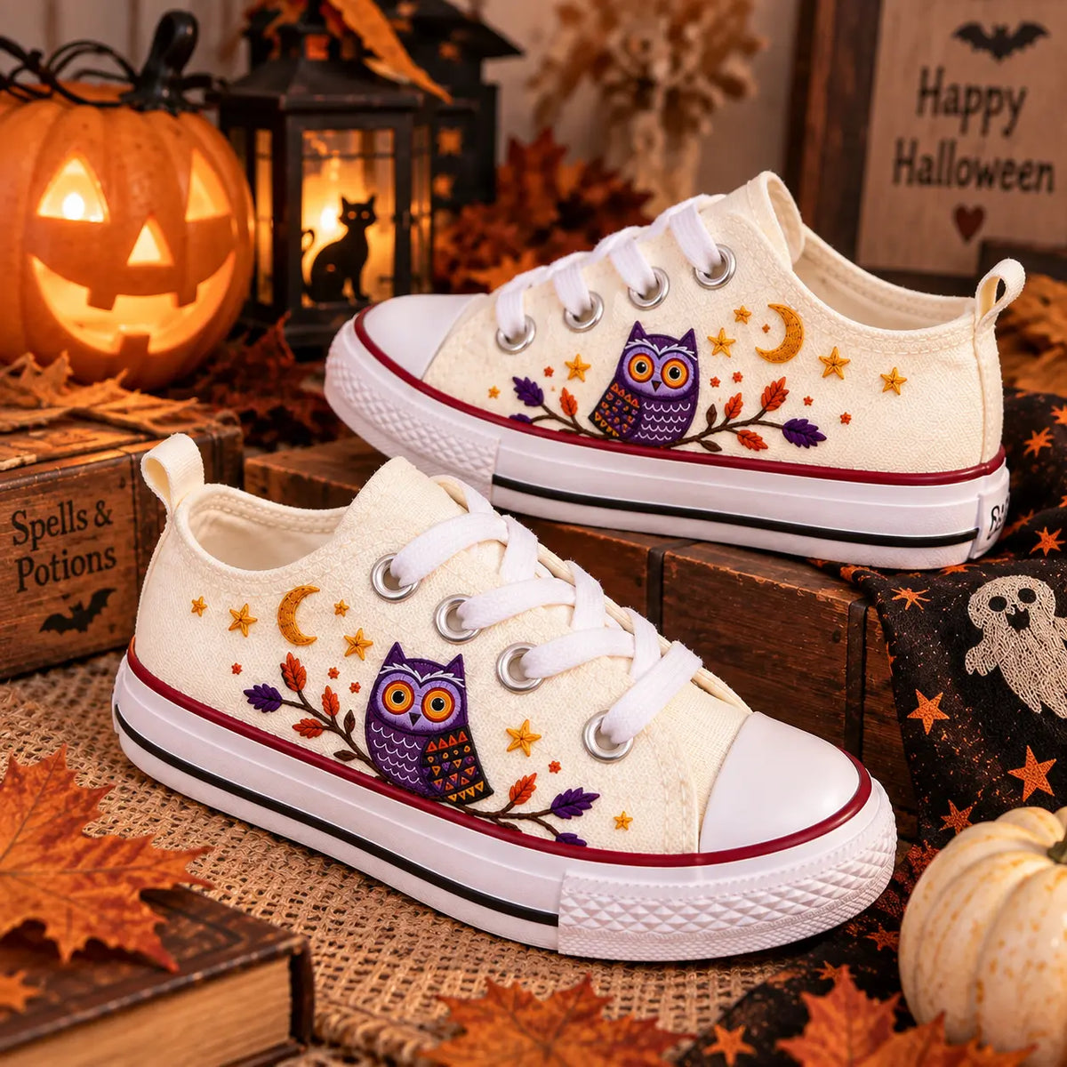 Personalized Owl Embroidered Kids Sneakers