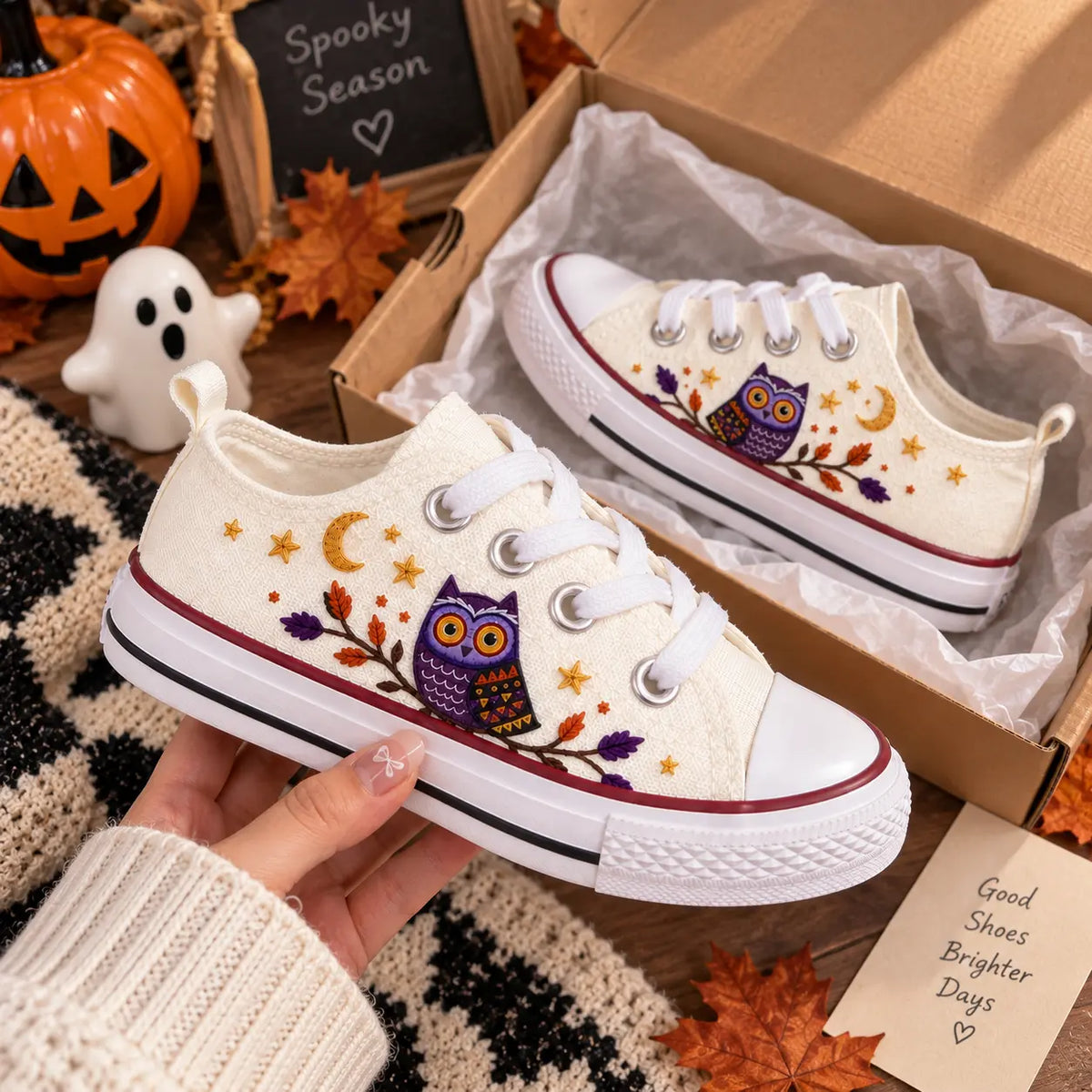 Personalized Owl Embroidered Kids Sneakers