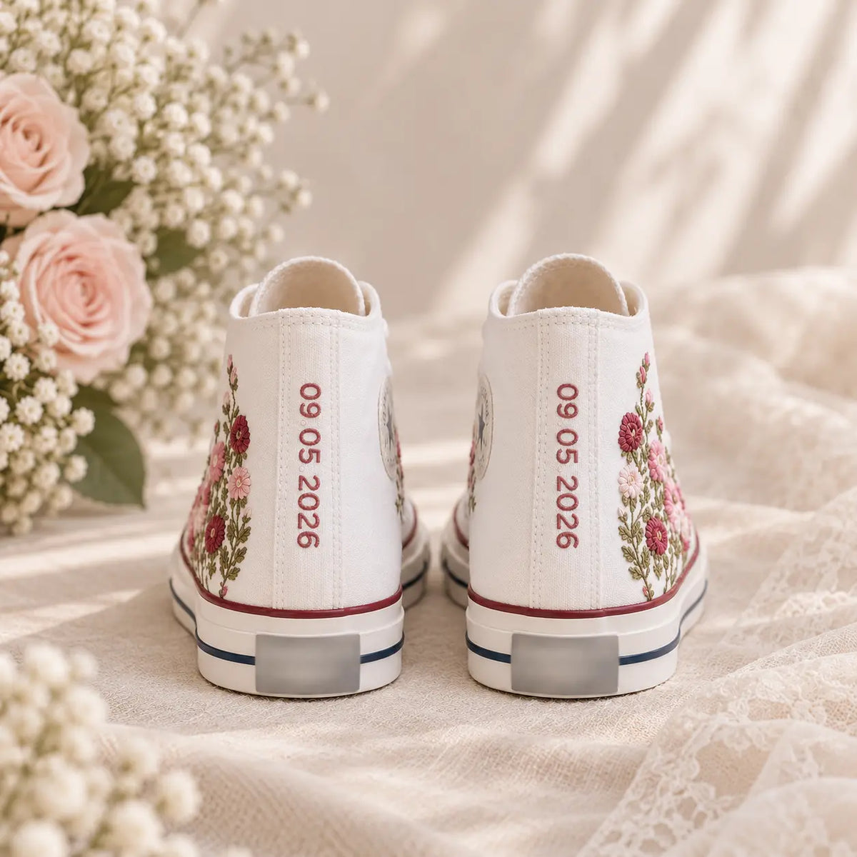 Personalized Rose Garden Bridal High Tops
