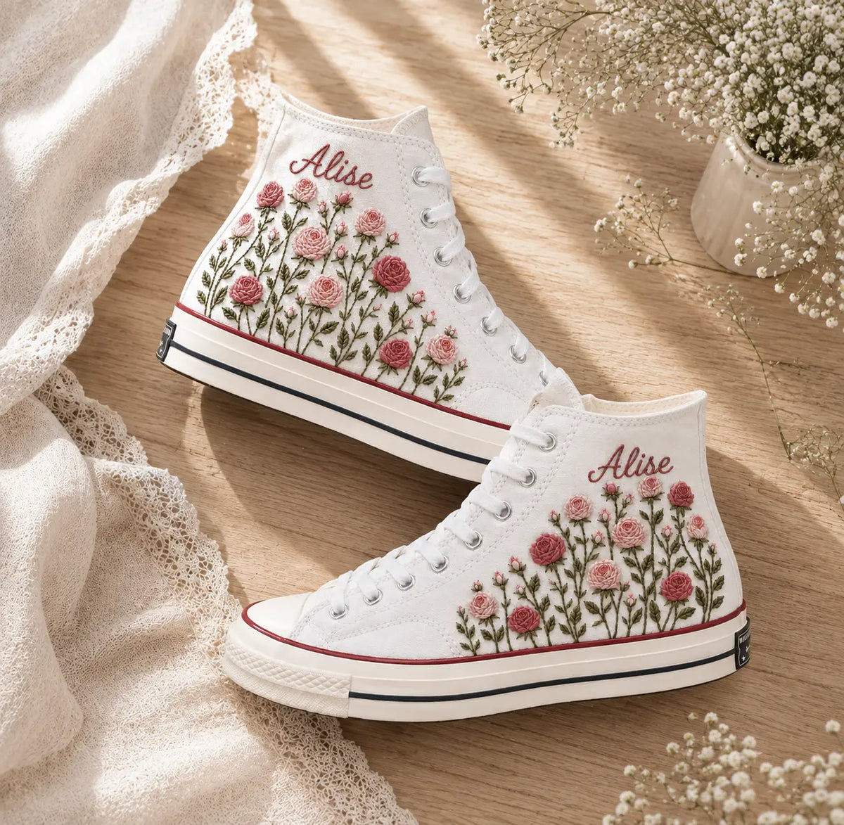 Personalized Rose Garden Bridal High Tops