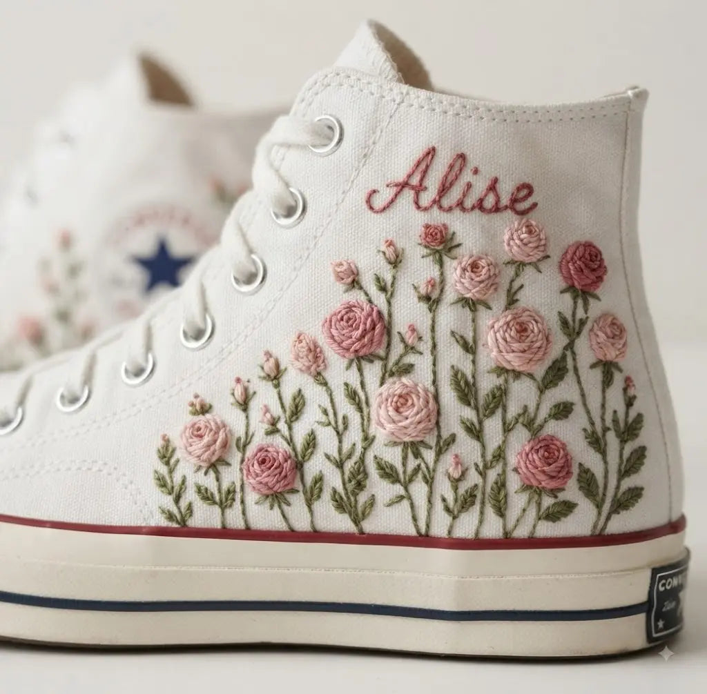 Personalized Rose Garden Bridal High Tops