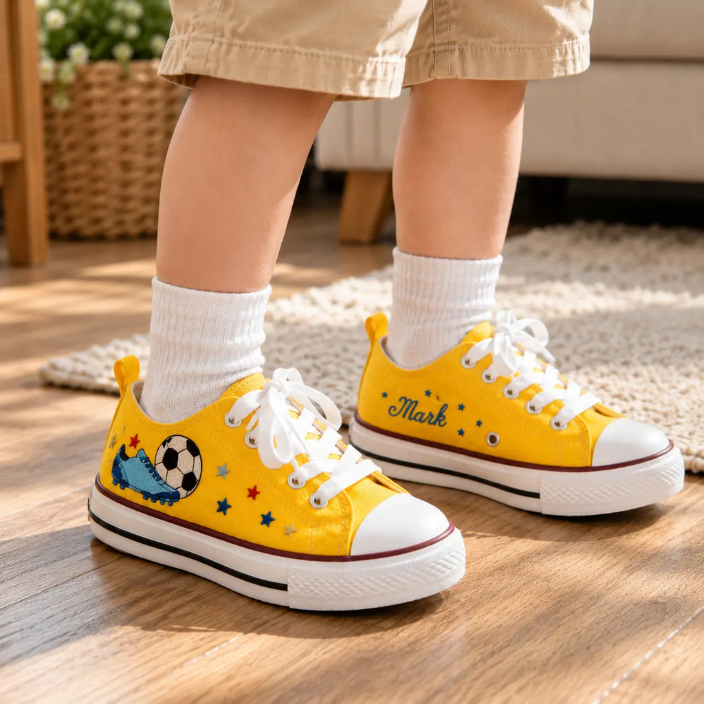 Personalized Soccer Embroidered Kids Sneakers