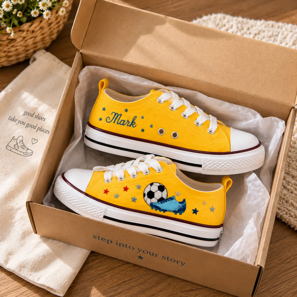 Personalized Soccer Embroidered Kids Sneakers