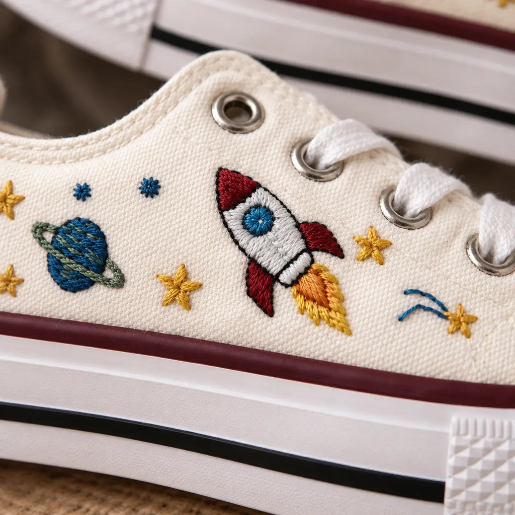 Personalized Space Embroidered Kids Sneakers
