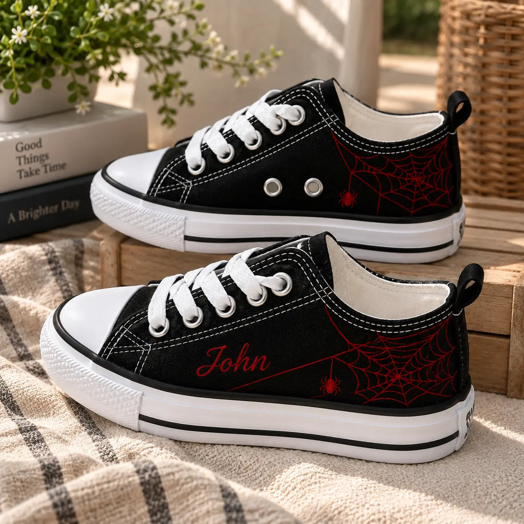 Personalized Spiderweb Embroidered Sneakers