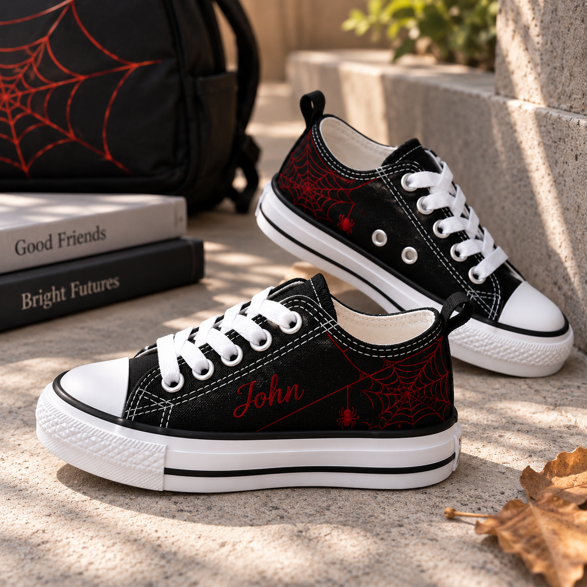 Personalized Spiderweb Embroidered Sneakers