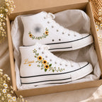 Personalized Sunflower Embroidered High Tops