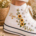 Personalized Sunflower Embroidered High Tops