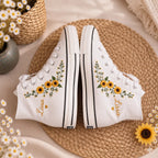 Personalized Sunflower Embroidered High Tops