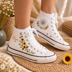 Personalized Sunflower Embroidered High Tops