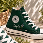 Personalized Wildflower Embroidered High Top Sneakers
