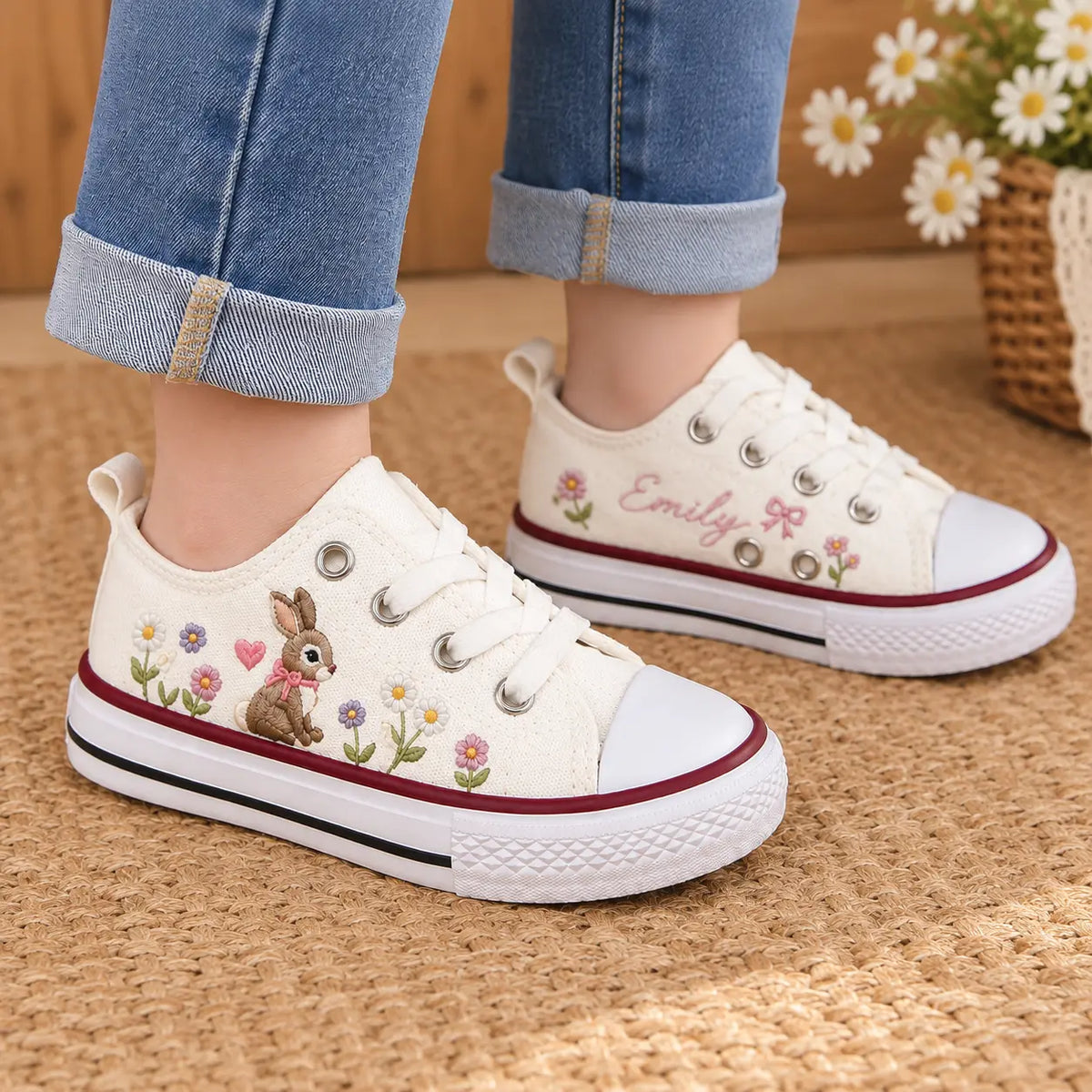 Personalized Bunny Embroidered Sneakers